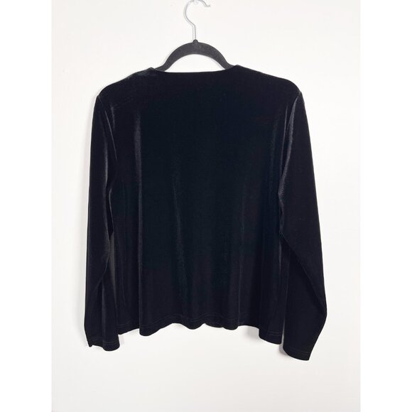Vintage 90s black velour button up cardigan by Premiere Collection - Picture 5 of 5